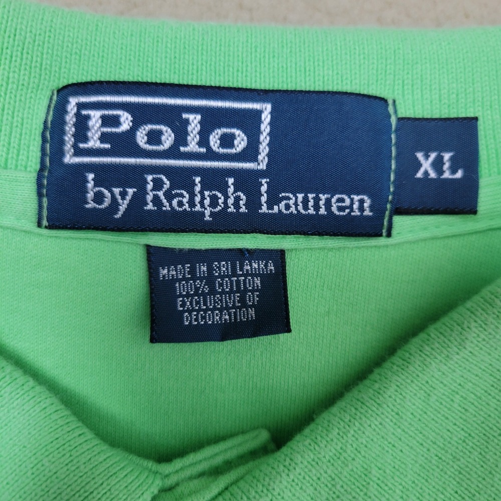 Vintage Polo Ralph Lauren Mens XL Solid Green Purple Pony Stretch Knit - Picture 4 of 7